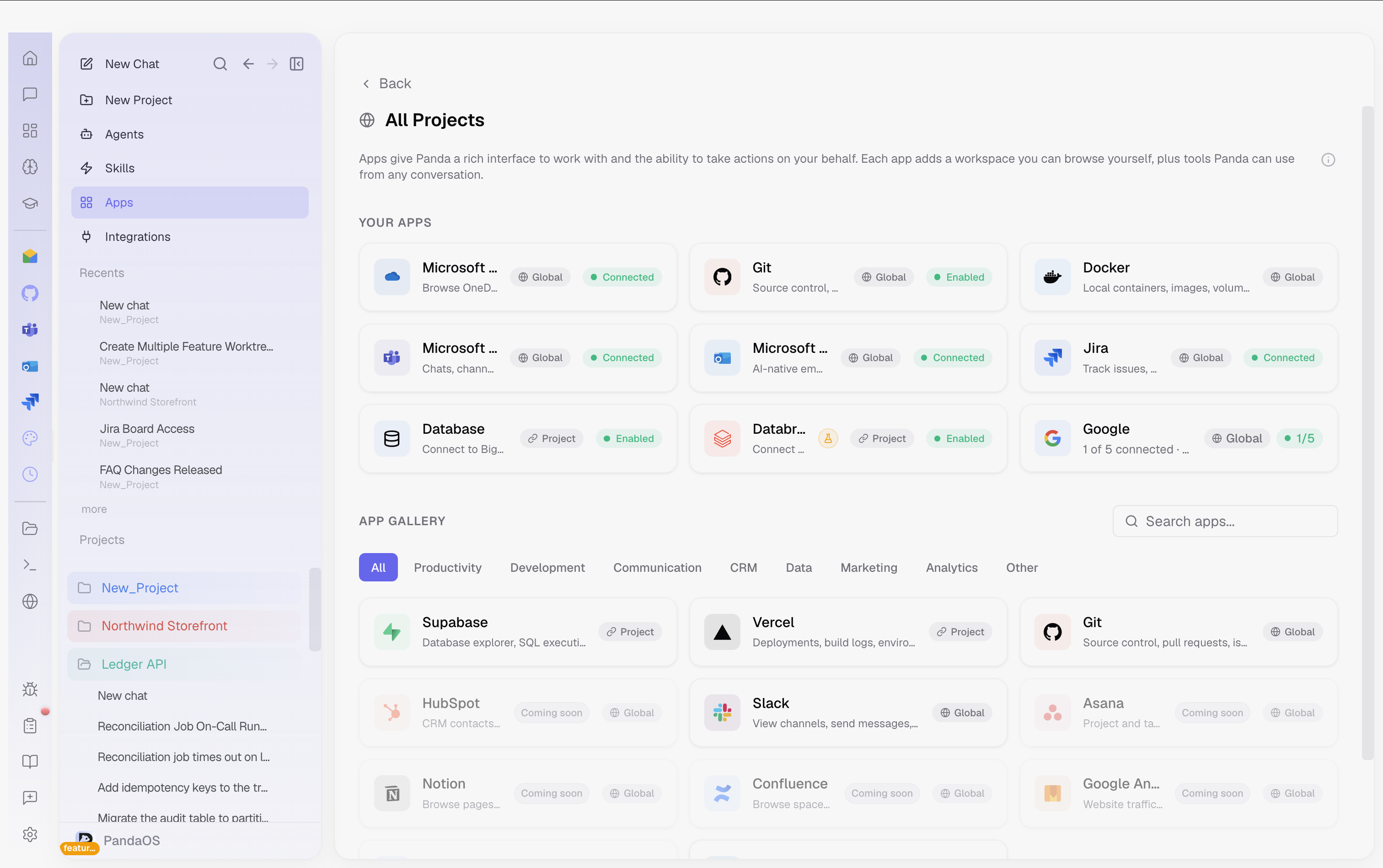 Customize, on Apps: what is already connected. Add app opens the gallery to connect more.